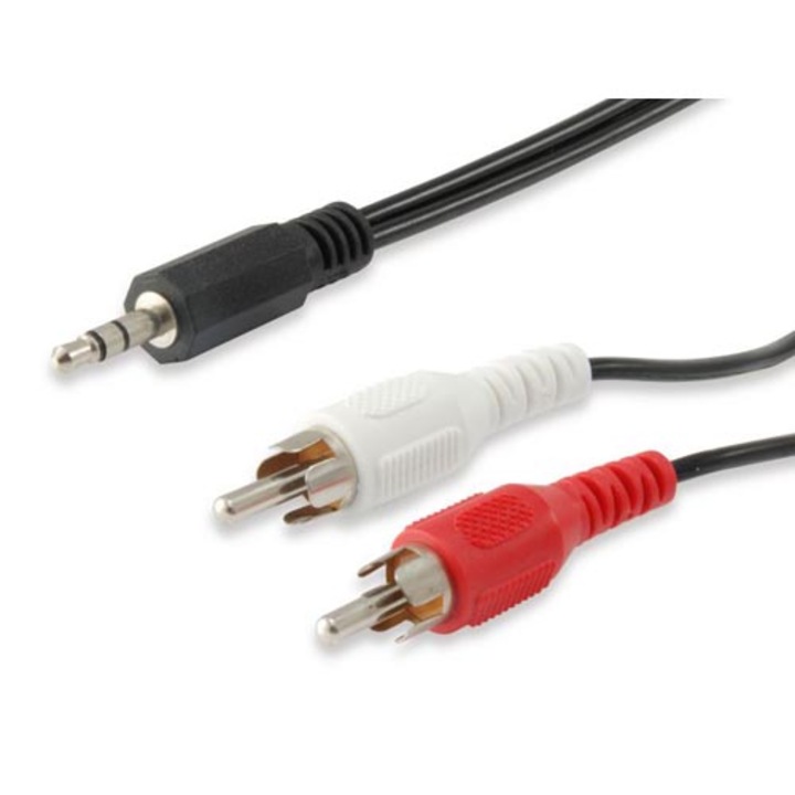 Аудио кабел 3,5 мм жак/ 2xRCA, Equip 14709207 мъжки/мъжки,