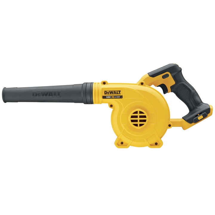 Акумулаторен листосъбирач/въздуходувка DeWALT DCV100, Професионална, 18V XR, 18 000 об/мин, 96 dB, 1.3 кг, Скорост на въздуха 80 м/сек, Въздушен поток 168 м3/ч, Включени аксесоари, Не включва батерия/зарядно устройство