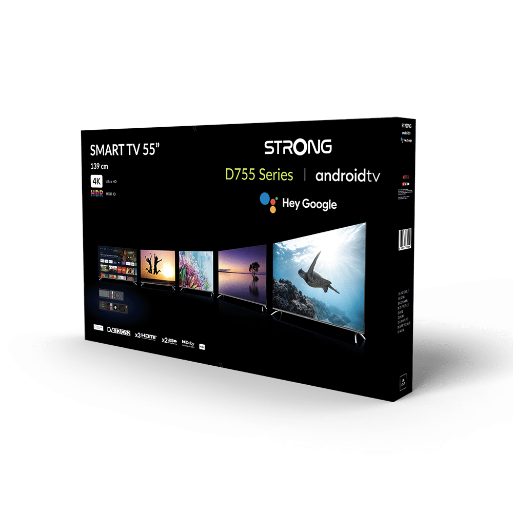 Televizor smart STRONG SRT55UD7553, Android 4K UHD, 139 cm, Clasa G