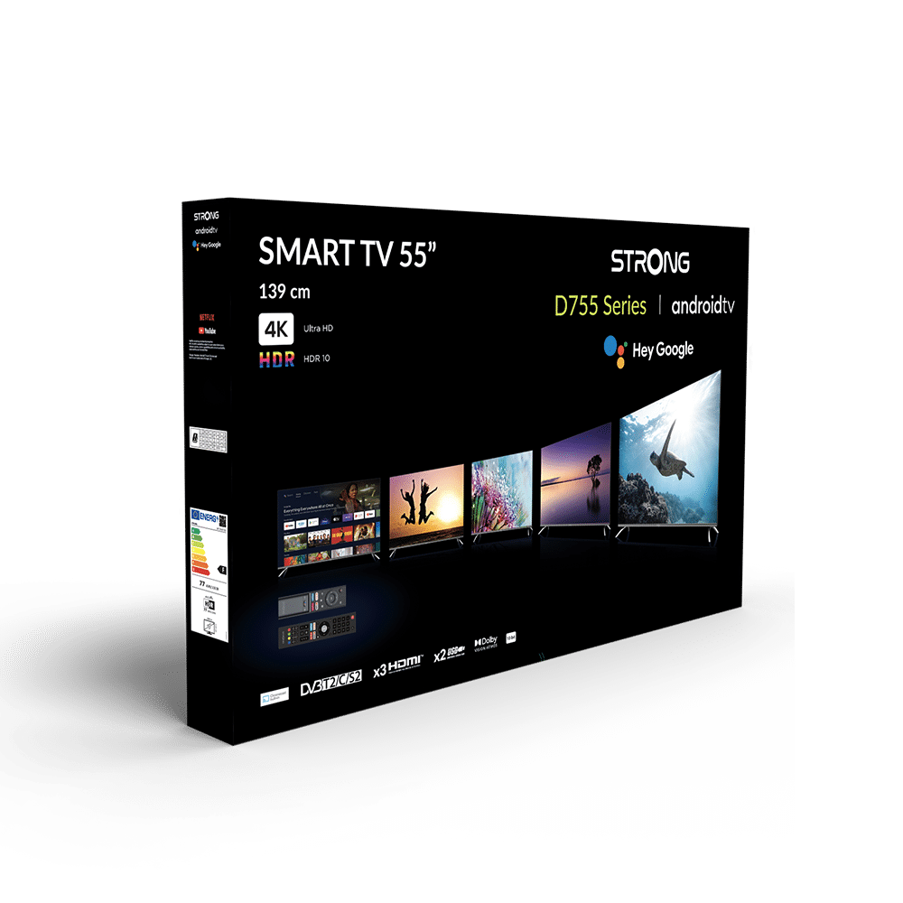 Televizor smart STRONG SRT55UD7553, Android 4K UHD, 139 cm, Clasa G
