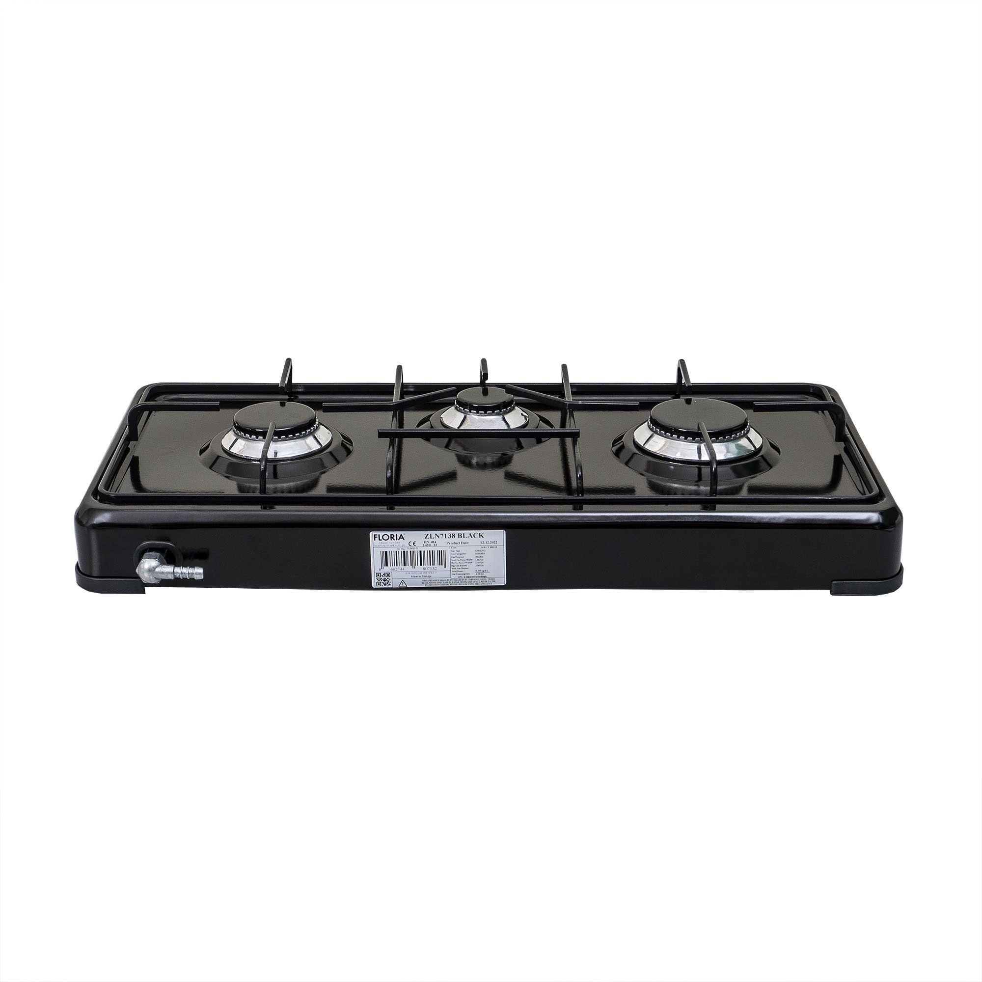 Pachet aragaz 3 ochiuri, 62×30 cm plus (ceas pentru butelie, 2 m furtun pentru gaz, 3 coliere pentru furtun, aprinzator) negru / ZLN 7138_1