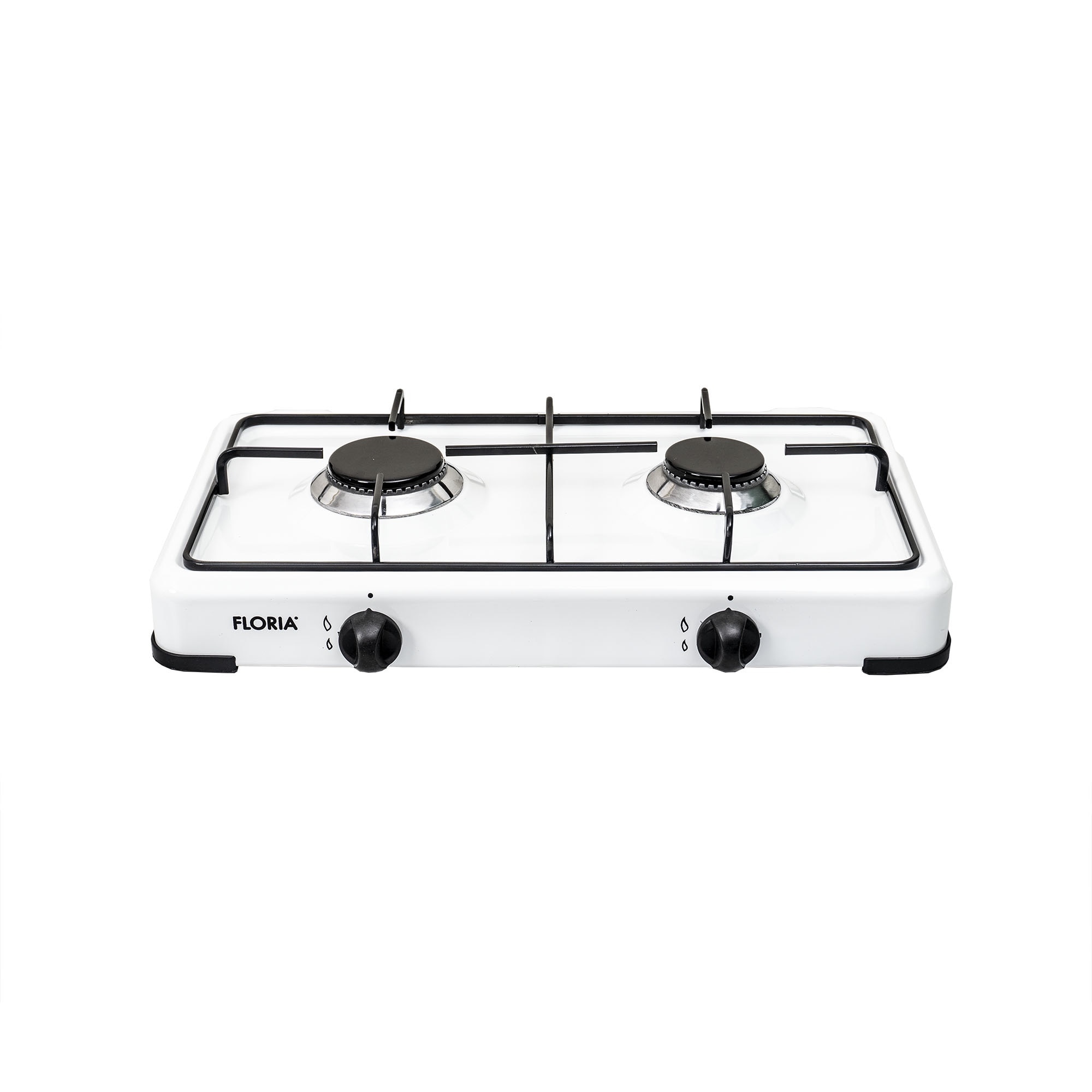 Pachet aragaz 2 ochiuri, 51×28 cm plus (ceas pentru butelie, 2 m furtun pentru gaz, 3 coliere pentru furtun, aprinzator) alb / ZLN 7129_1