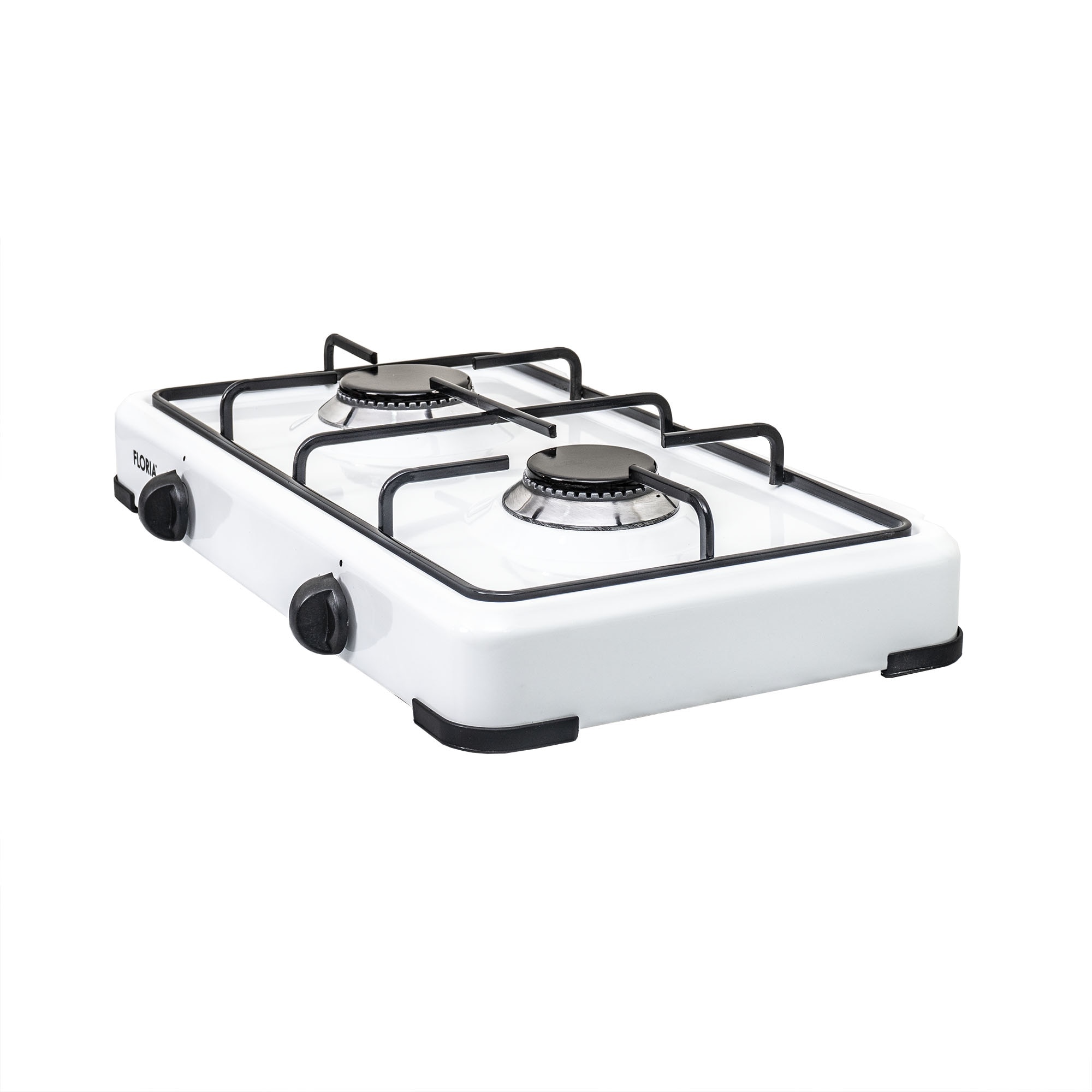 Pachet aragaz 2 ochiuri, 51×28 cm plus (ceas pentru butelie, 2 m furtun pentru gaz, 3 coliere pentru furtun, aprinzator) alb / ZLN 7129_1