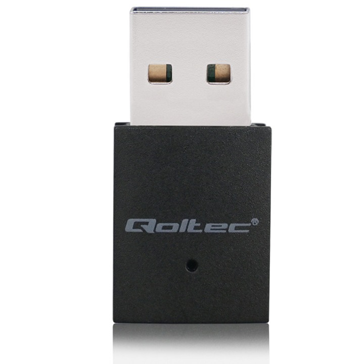 Мини безжичен WiFi адаптер, Qoltec, Standard N, Bluetooth 4.0, USB