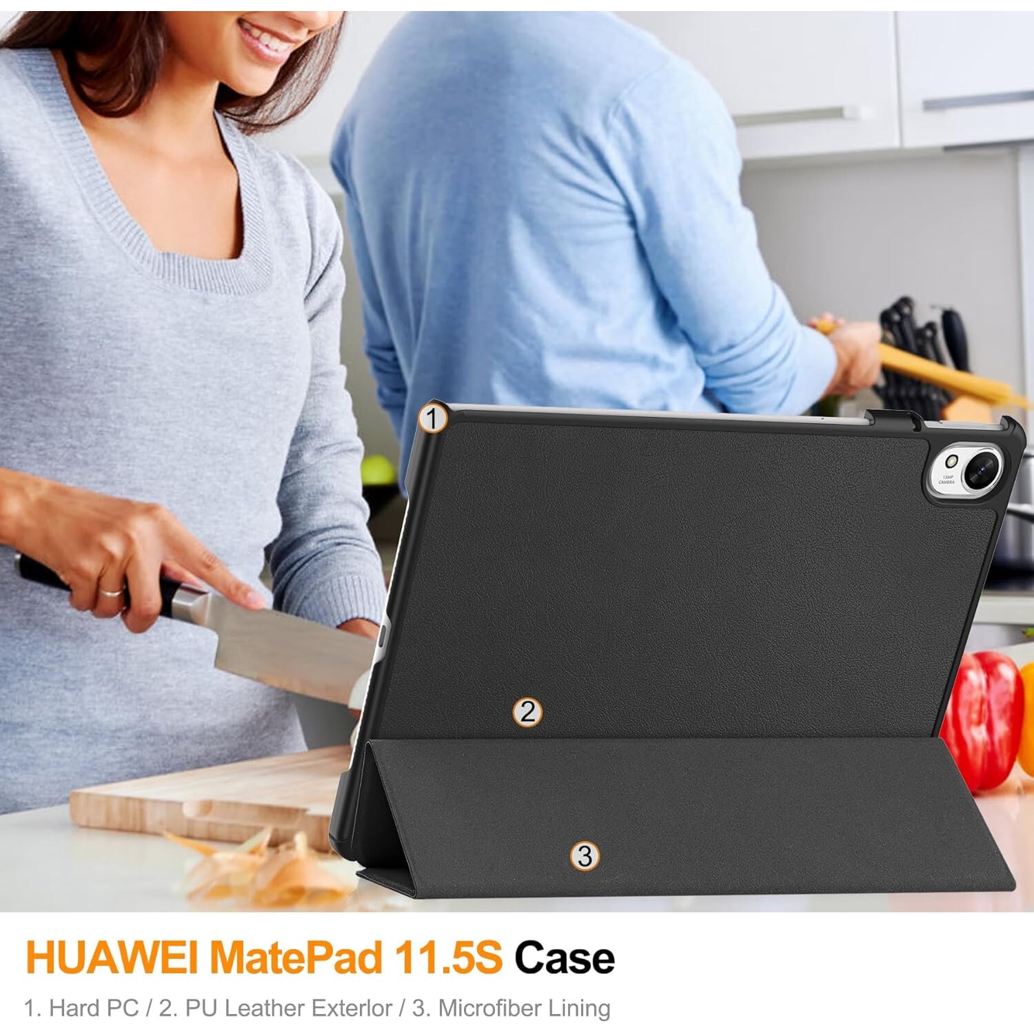 Husa HUAWEI MatePad 11.5 S UltraSlim de tip stand functie wake-up/sleep negru