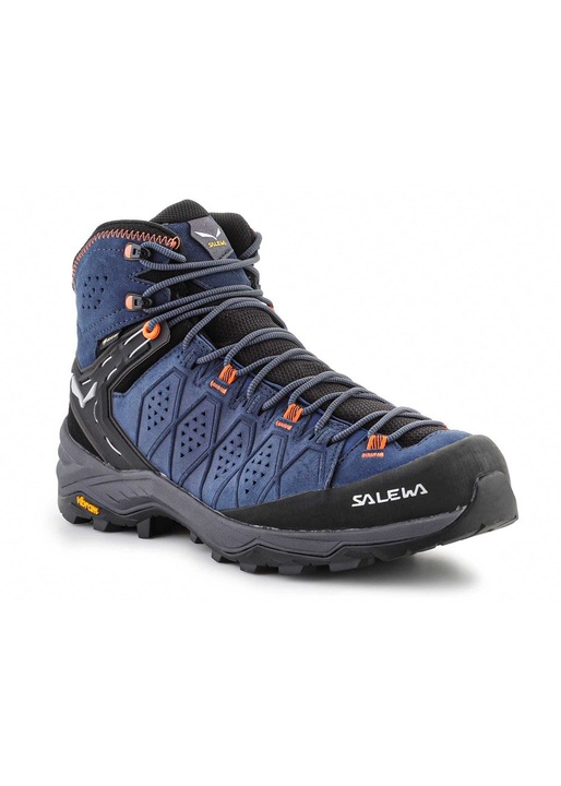 Ghete trekking barbati, SALEWA, Piele naturala, Bleumarin/Negru, Negru/Bleumarin, 46.5