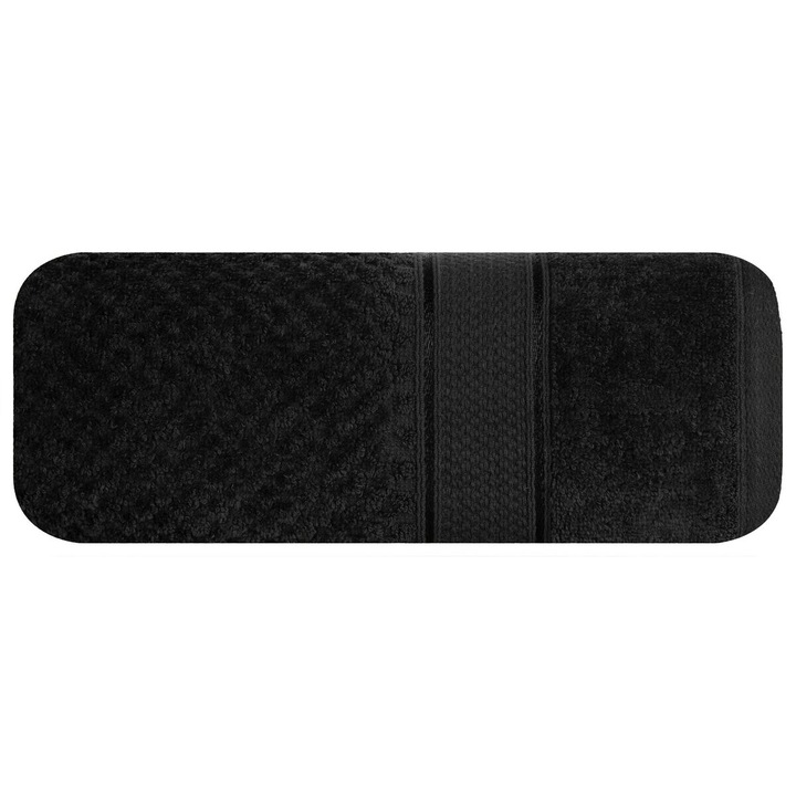 Prosop de mana Eurofirany JESSI6 cu textura in sah in relief si margini de catifea 30x50 Negru