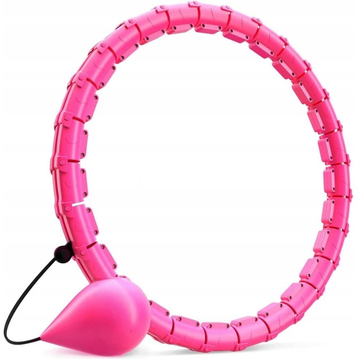 Cerc Fitness pentru Gimnastica, Hula Hoop, Vitolog, cu Masaj, Reglabil, cu Greutate, 24 noduri Detasabile, 45 cm, Roz, ABS