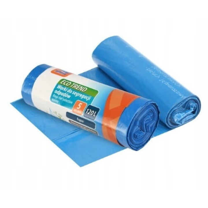 Set 5 saci menajeri Ravi, 120L, albastru, 70x110cm