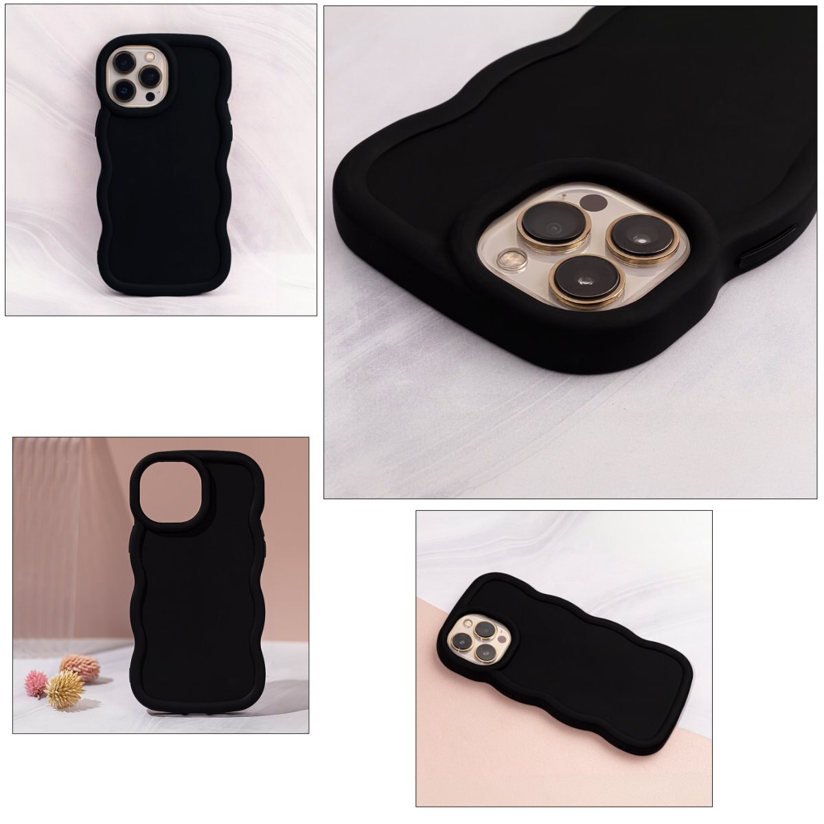 Husa spate Candy pentru protectie Xiaomi Redmi 13C 4G / 13C 5G, din TPU mat cu margini ondulate, neagra Negru Carcasa