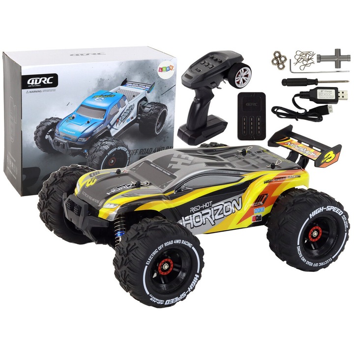 Masinuta Teren copii, LEAN TOYS, 4WD, LED, Galben, 30x23x9 cm