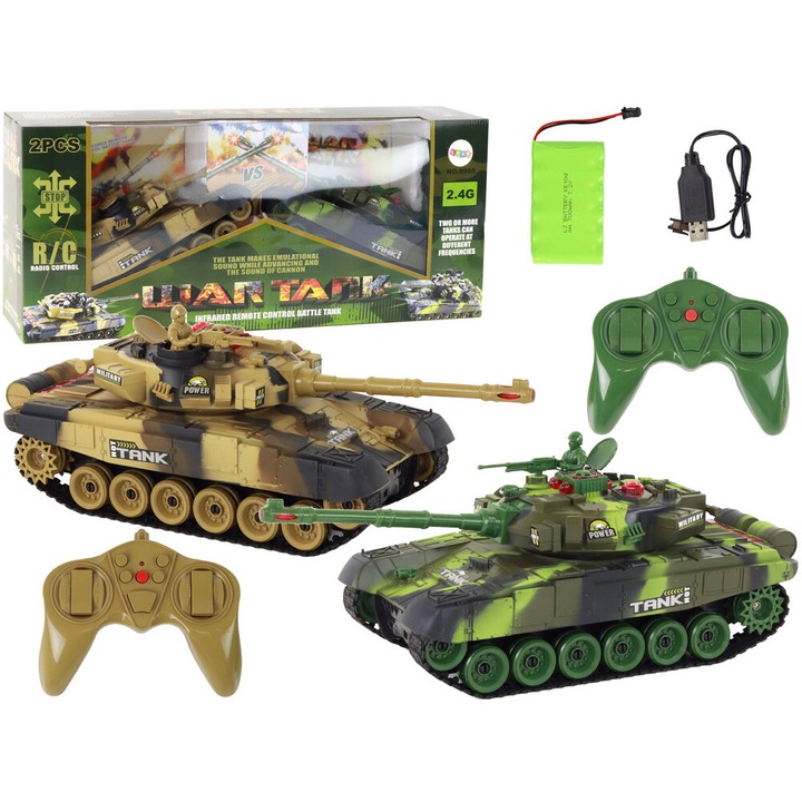 LEAN TOYS Радиоуправляем боен комплект Czolgi, инфрачервен, многоцветен, 44 см