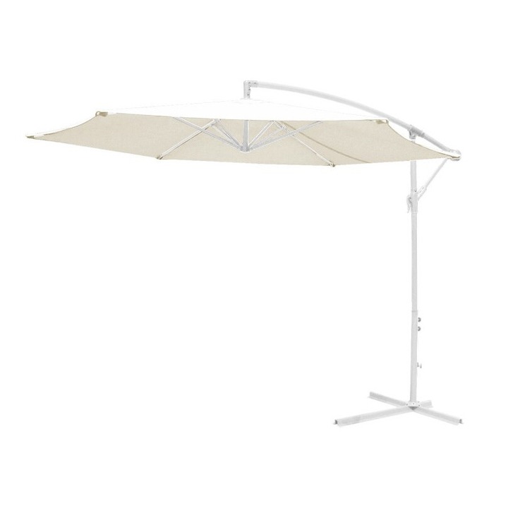 Градински чадър Puzzle-home Jiopel, Плат, Бял-бежов, Алуминий, Φ3м