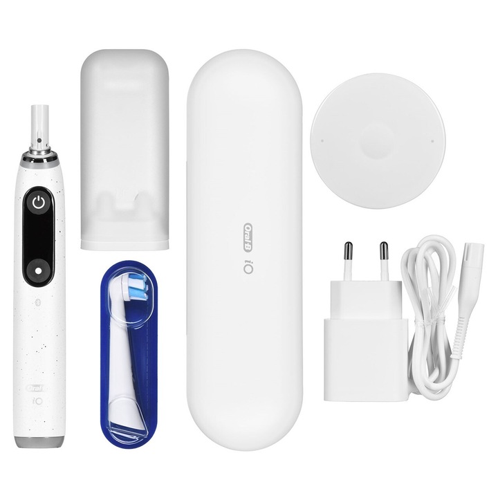 Periuta de dinti electrica, Oral-B, 7 moduri de curatare, Bluetooth, alb, etui de calatorie, 255x100x180mm