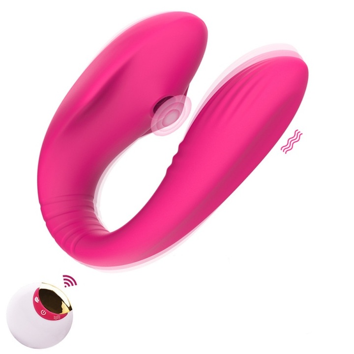 Klitorisz tapadókorongos vibrátor, nőknek vezeték nélküli távirányító vibráló U alakú csiklóstimulátor piros