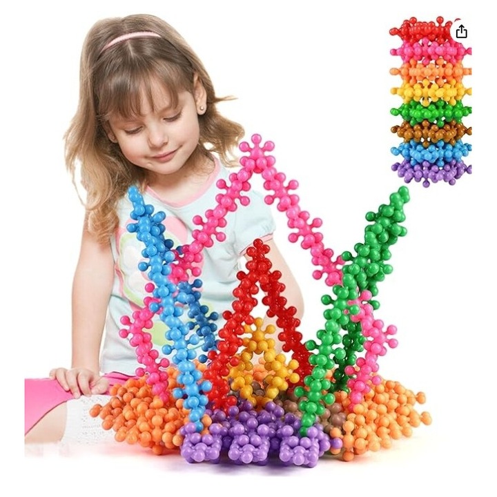 Образователна играчка, комплект от 300 части, строителни блокове, Charmorah, детски STEM играчки, образователни комплекти дискове, плътна пластмасова връзка за момчета и момичета в предучилищна възраст над 3 години, многоцветен