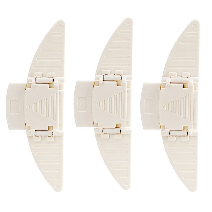 Set 3 Siguranta fluture, blocator usi si geamuri glisante, enkourakoko®, Alb