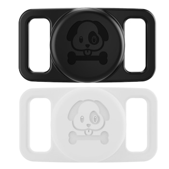 Set 2 bucati Husa de protectie pentru Apple AirTag, Impermeabila, Silicon, enkourakoko®, Negru/ Alb