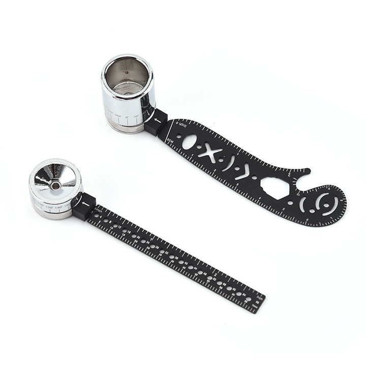 Rigla de desen multifunctional, negru si argintiu, din otel inoxidabil, 129g