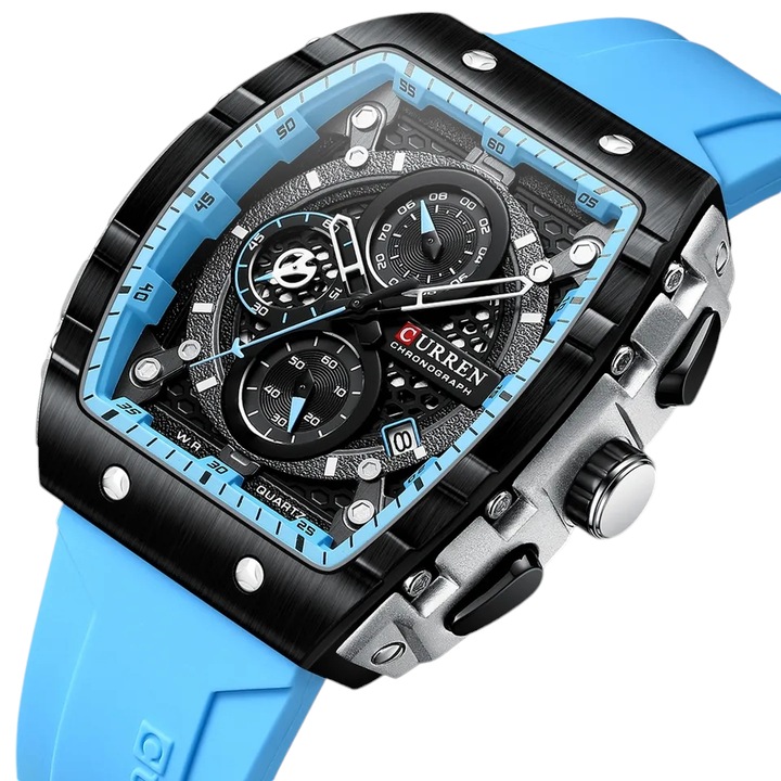 Curren 8442 férfi karóra, japán kvarc, ásványi üveg, világító mutatók, kronográf