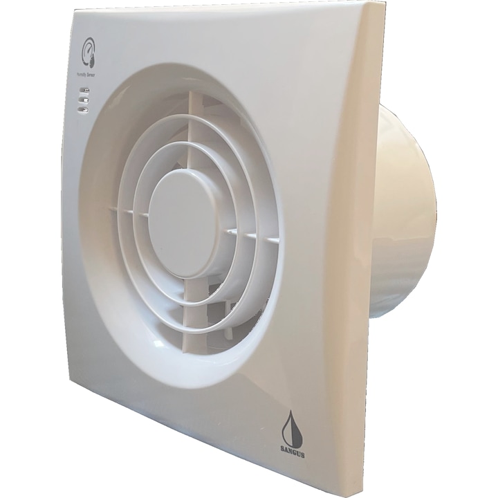 Вентилатор за баня SANGUS WW-100Y/W, ф100, 130 m³/h, 12 W, 31 db, Бял, Датчик за влага и таймер