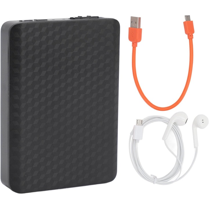 Магнитно аудио записващо устройство, Подслушвател, Дискретен звукозапис, Шпионаж, Гласово активиране (45 db), памет 16 GB (200 ч.), Батерия 1750 mAh (300 ч.), Размери: 15 x 53 x 65 mm - Черен