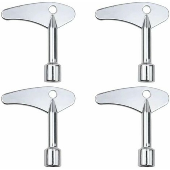 Set 4 chei pentru dulap Sunmostar, otel, argintiu, 57x62mm