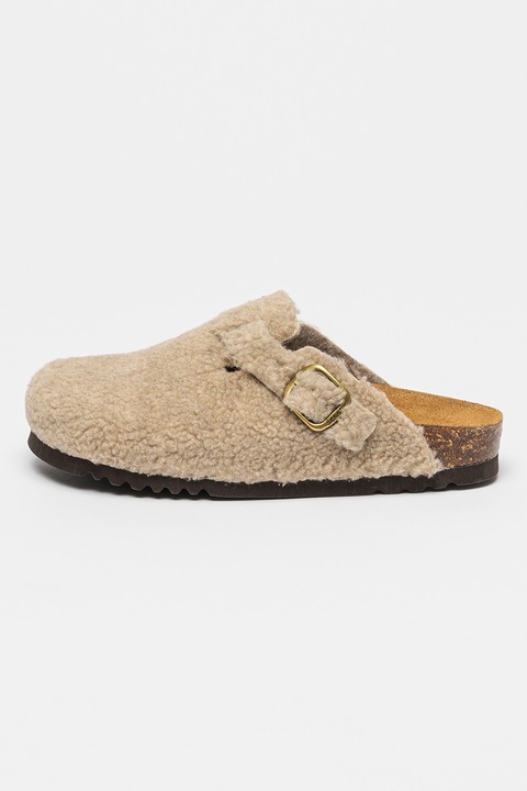Scholl, Papuci de blana shearling sintetica Fae New, Maro taupe, 39