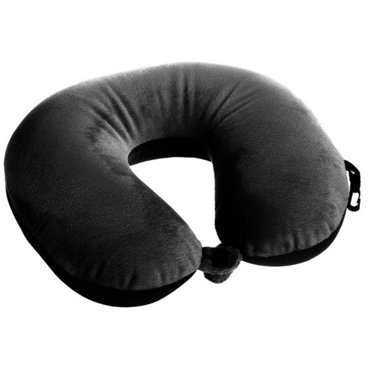 O perna moale de calatorie sub cap, gat - croissant - negru