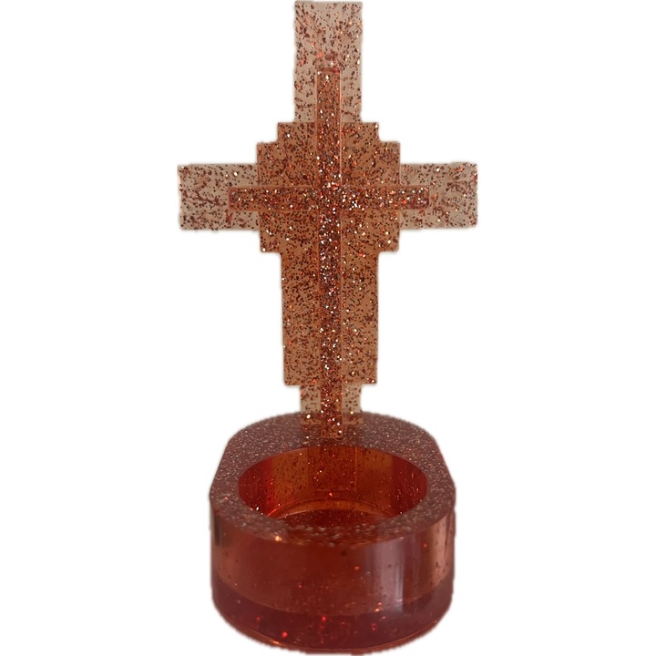 Suport Lumanari pastile in forma de cruce din epoxi -Lucrat manual-inaltime 12cm, marime medie pentru pastile