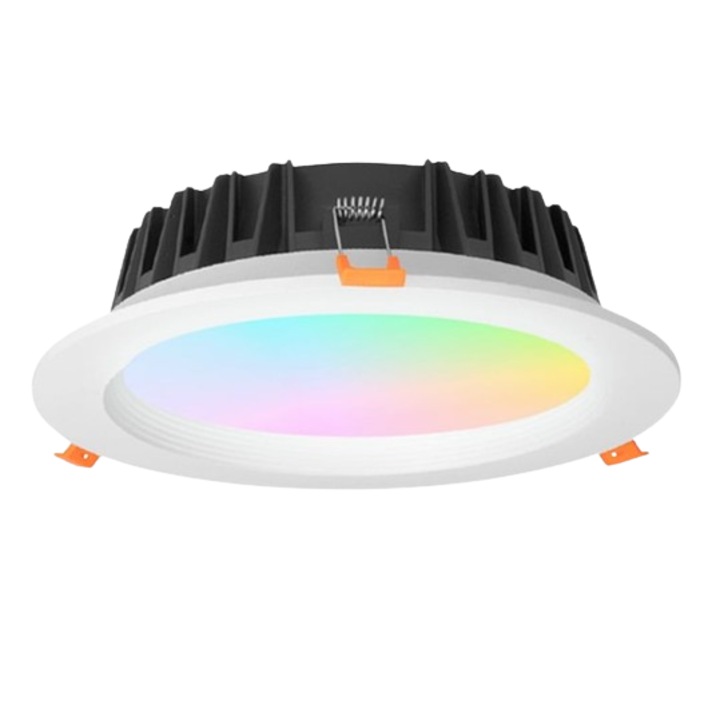 Spot LED MiBoxer FUT060, 25W, incastrat, RGB+CCT, 2000LM, 2700K-6500K, lumina ajustabila, 2.4GHz, control de la distanta 30m, AC100-240V, alb