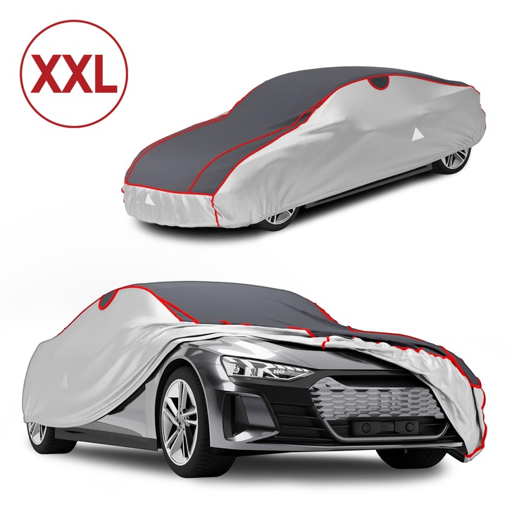 Prelata auto antigrindina, Premium Hybrid, 5750 x 2030 x 1200 mm (L x l x h) Walser, grosime 8 mm, gri cu argintiu si elemente rosii, marimea XXL