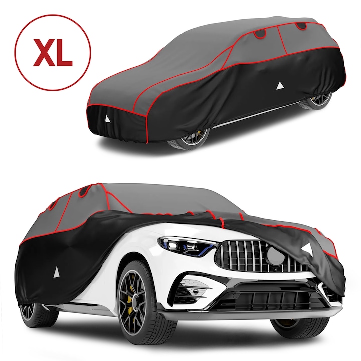 Автомобилно покривало против градушка, SUV, Premium Hybrid, 5200 x 1850 x 1550 мм (Д x Ш x В) Walser, дебелина 8 мм, сиво с черно и червени елементи, размер XL
