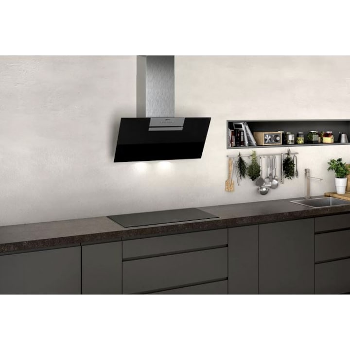 Hota incorporabila touchless/ control fara atingere GLOBALO LUMOTION 60.1 WHITE/ALB GEST, clasa energetica B, latime 60cm, adancime 28, 5 cm, 3 viteze si boost, randament max. 545 mc/h, culoarea luminii 2900K-6300K intensitate reglabila, silentioasa 47dB