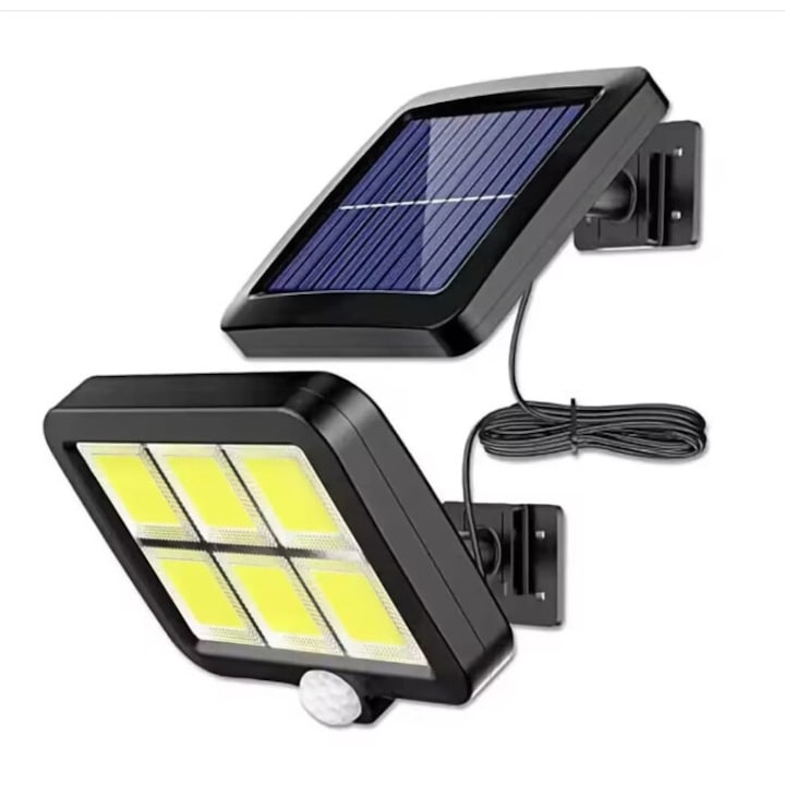 LED napelemes lámpa távirányítóval, mozgásérzékelővel, 8 COB LED-del, UA