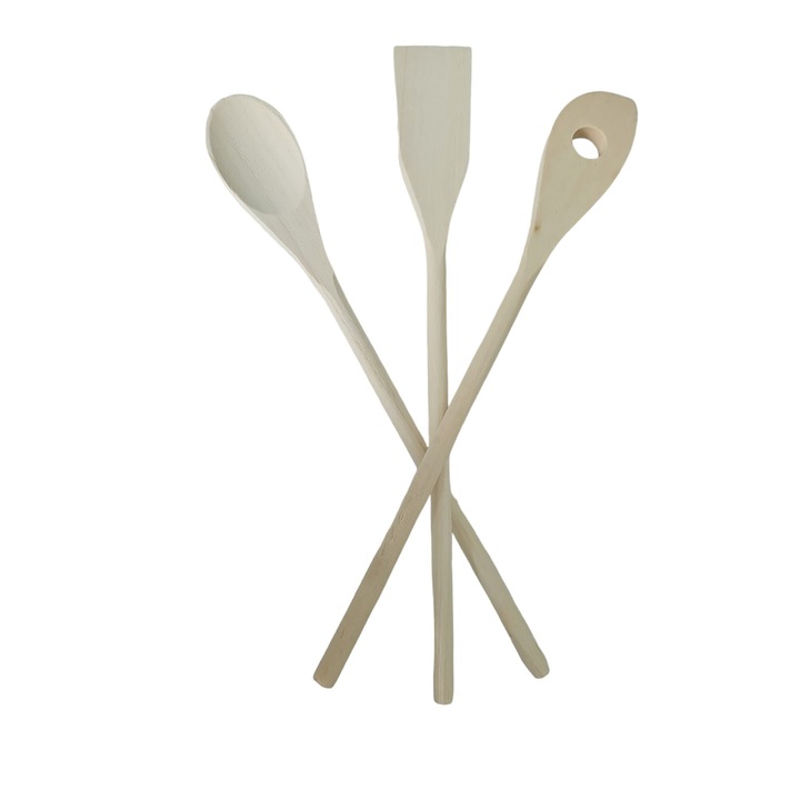 Set 3 ustensile de bucatarie, Lemn, Bej