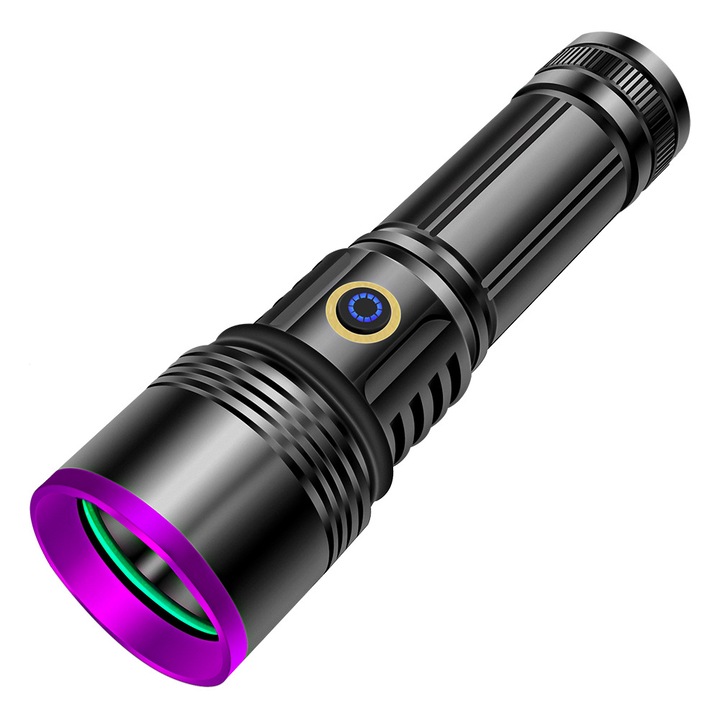 Фенерче, 365nm UV, голямо UV черно огледало, детектор за пари, 3000mAh батерия, 20W, Type-C директно зареждане, водоустойчив