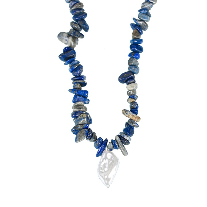 Colier, Pietre semipretioase, Lapis lazuli, perla