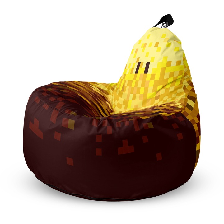 Fotoliu Updeco Puf Bean Bag tip Big Chill, impermeabil, indoor/outdoor, sac interior, cu maner, 67 x 90 x 87 cm, Mincraft Blaze