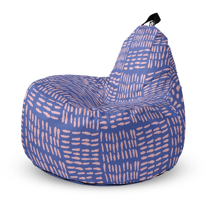 Fotoliu Updeco Puf Bean Bag tip Big Chill, impermeabil, indoor/outdoor, sac interior, cu maner, 67 x 90 x 87 cm, Striped Pattern