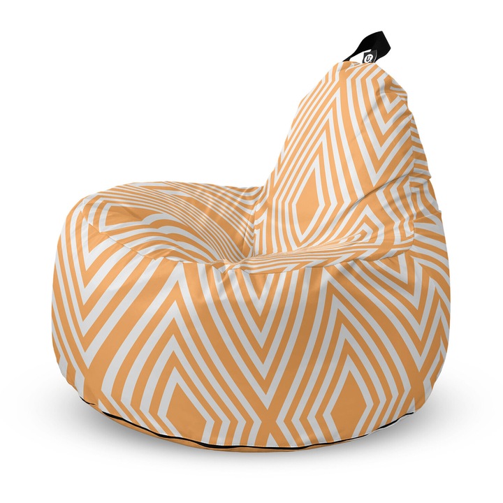 Fotoliu Updeco Puf Bean Bag tip Big Chill, impermeabil, indoor/outdoor, sac interior, cu maner, 67 x 90 x 87 cm, Diamond Orange