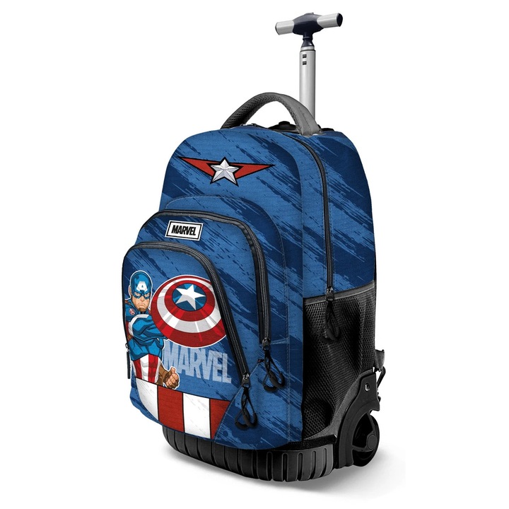 Ghiozdan Troler Captain America Gears, 47 x 32 x 27 cm 47 x 32 x 27 cm Albastru