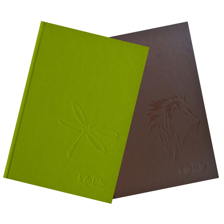 Set caiete TeMe premium, A5, coperta cartonata, 112 file, cusut, culoare verde si maro