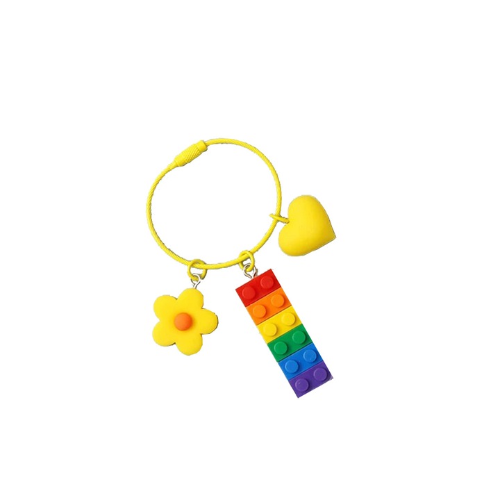 Lego darab kulcstartó, rozsdamentes acél, többszínű