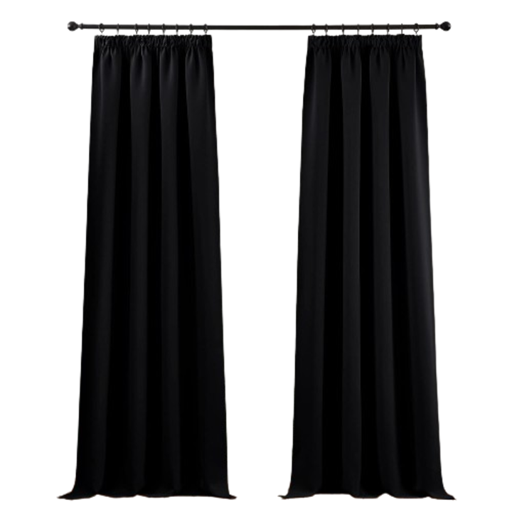 2 db-os függöny készlet szalaggal, PONY DANCE, 137 x 162 cm, termo, fekete