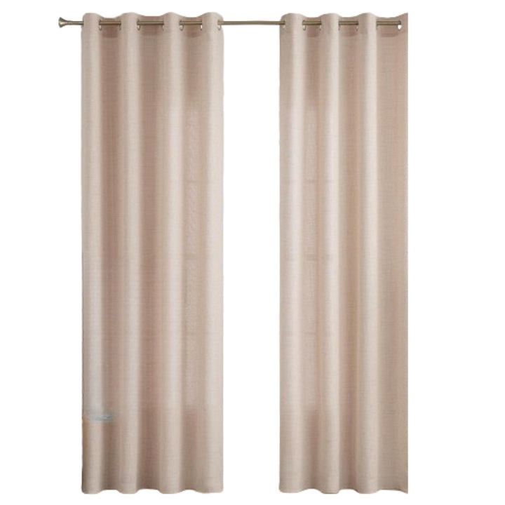 2 db MIULEE függöny készlet, vászon megjelenés, félig átlátszó, 245x140 cm, bézs