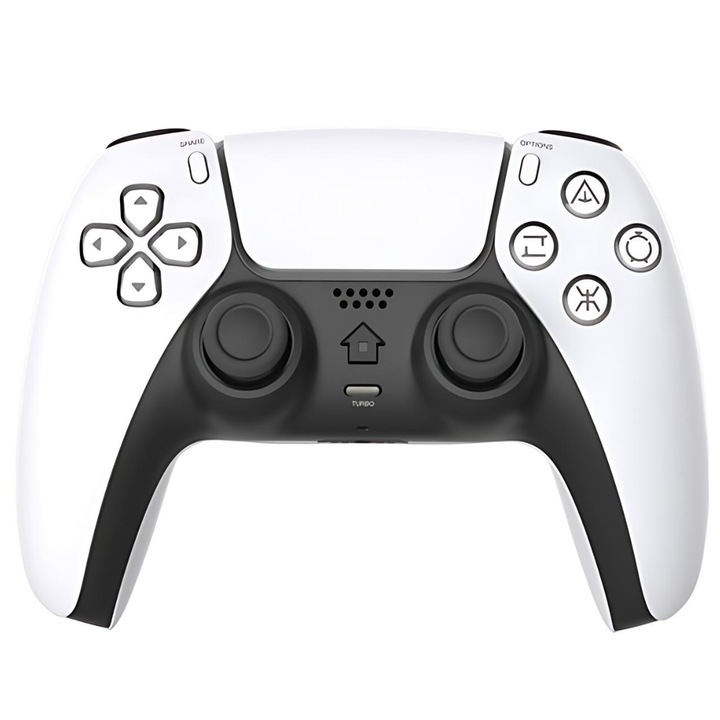 Controller Wireless S DEPOT®, compatibilitate PS5, Android PC, USB, Alb/Negru