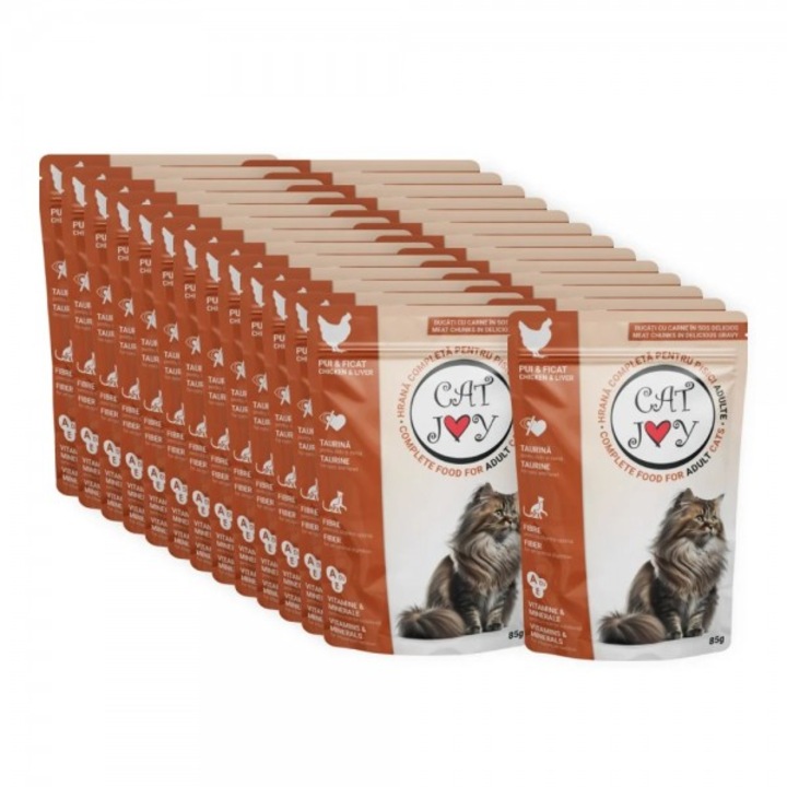 Hrana umeda pentru pisici Cat joy pui si ficat, 24x85 g