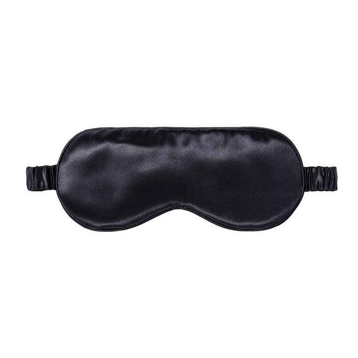Маска за сън LOEYA, Маска за сън от черничева коприна, Хипоалергенна, Дишаща, 22,5x10 см, Черен