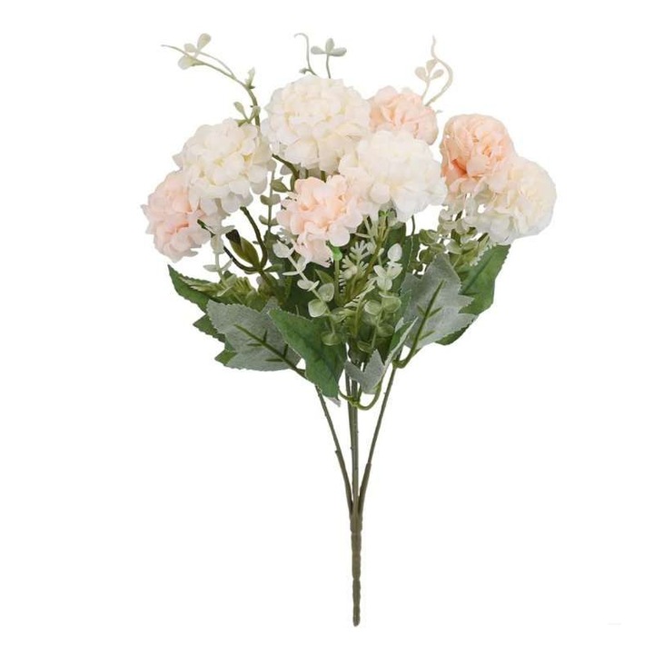 Buchet artificial hortensie Hokretme, 35 cm, alb roz